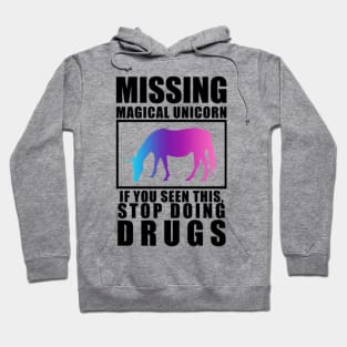 Unicorn Missing colorful horse magic joke idea Hoodie